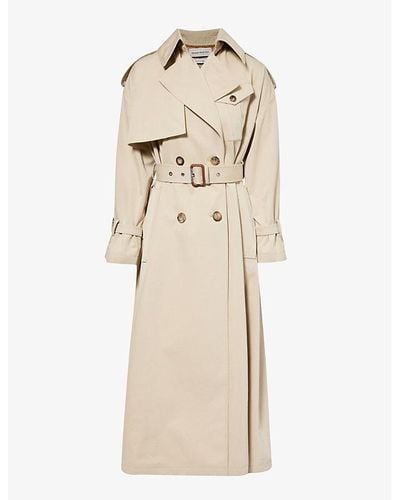 Alexander McQueen Buttoned-epaulettes Storm-flap Relaxed-fit Coat Trench Coat - Natural