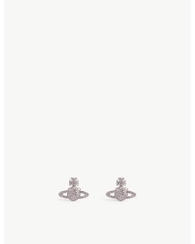 Vivienne Westwood Grace Bas Relief Platinum-plated Silver-tone Brass And Crystal Earrings - Metallic