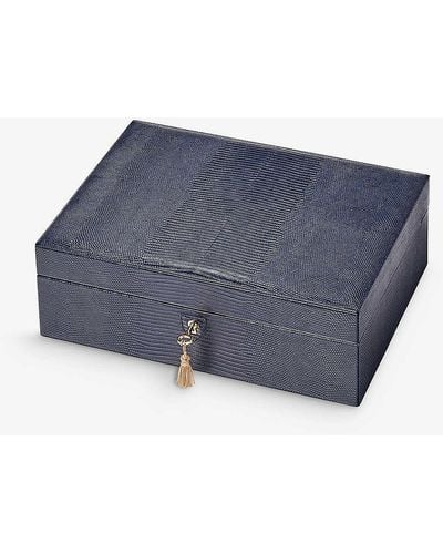 Aspinal of London Grande Luxe Leather Jewellery Box - Blue