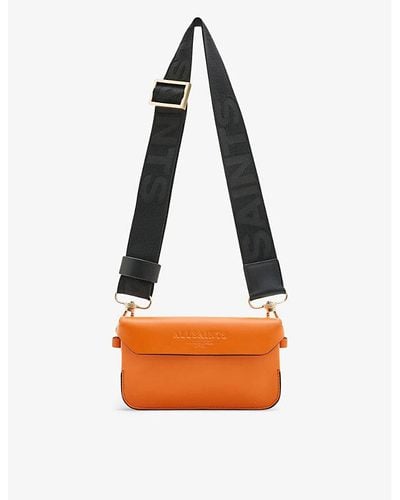 AllSaints Zoe Logo-debossed Leather Cross-body Bag - Orange