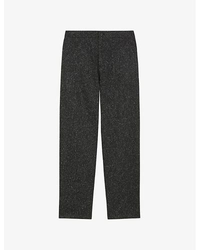 Ted Baker Lopus Wide-fit Marl-textured Stretch Wool-blend Pants - Black