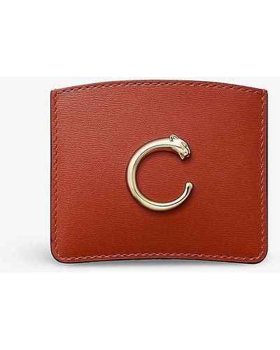 Cartier Panthère De Simple Leather Card Holder - Red