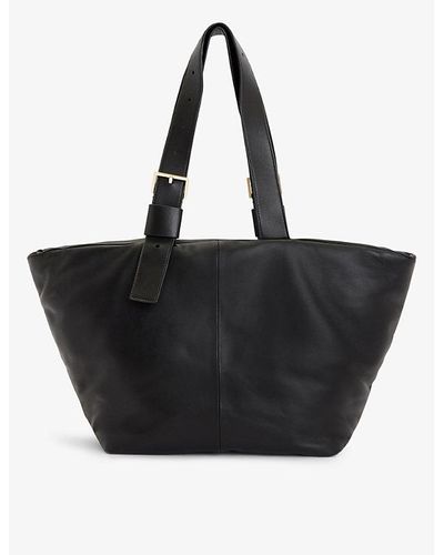 AllSaints Aika Trapeze-shape Leather Tote Bag - Black