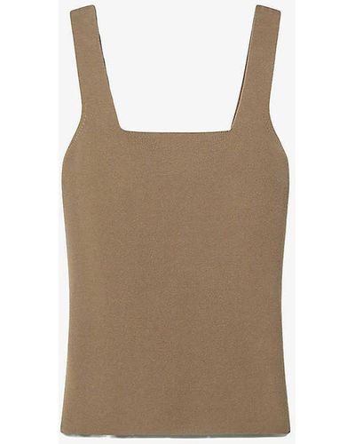 Reiss Harper Square-neck Knitted Vest Top - Natural