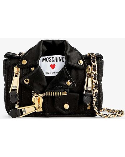 Moschino In Love We Trust Biker Satin Bag in Black Lyst Canada