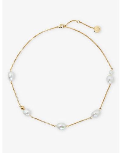 Maje Faux-pearl Embellished Brass Necklace - Metallic