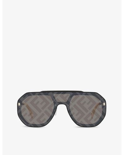 Fendi Fn000575 Monogram Aviator-frame Acetate Sunglasses - Black