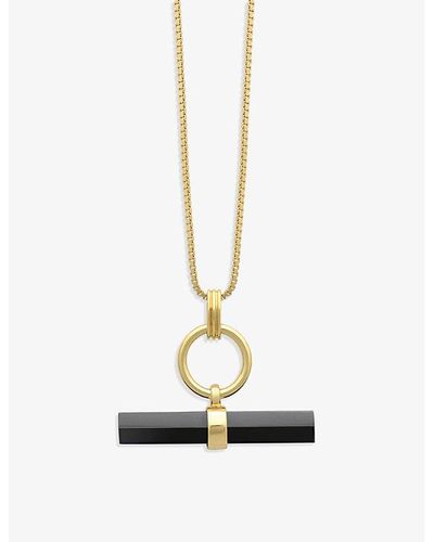 Rachel Jackson Strength 22ct Yellow -plated Sterling Silver And Onyx Pendant Necklace - Metallic