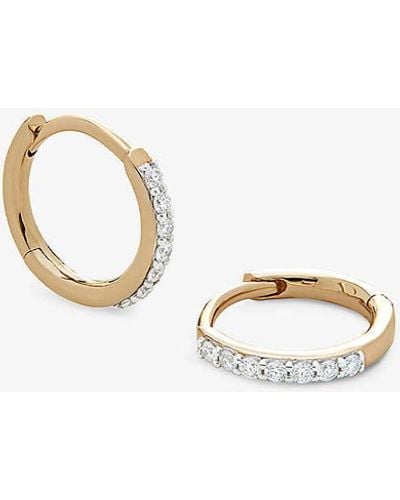 Monica Vinader Pavé-set Small 14ct Yellow-gold And 0.0833ct Full-cut Diamond huggie Earrings - White