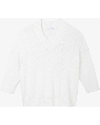 The White Company Three-quarter-length Sleeved Organic-cotton Blend Jumper X - White