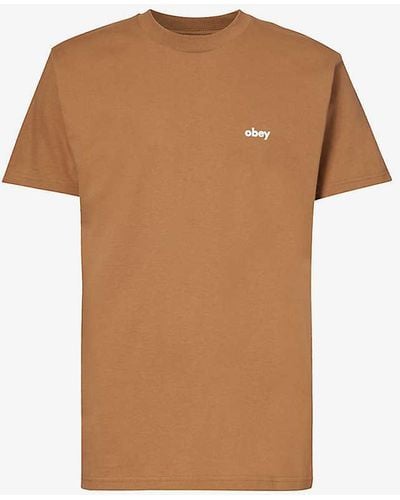 Obey Branded-print Short-sleeved Cotton-jersey T-shirt - Multicolour