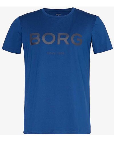 Björn Borg Essential Active Logo-print Stretch Recycled-polyester T-shirt - Blue
