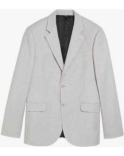 Ted Baker Compact Notch-lapel Single Breasted Woven Blazer - Grey