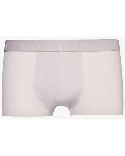 Calvin Klein Branded-waistband Low-rise Stretch-woven Trunks - Pink