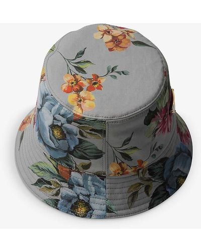 Prada Reversible Printed Cotton Bucket Hat - Grey