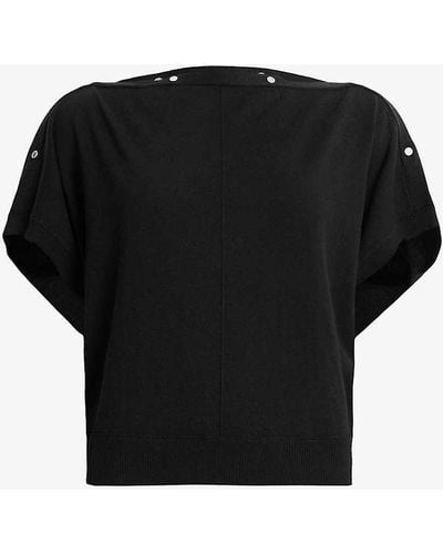AllSaints Eli Studded Wool-blend Top - Black