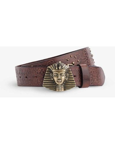 Levi's Levi's X Denim Tears Tracy's King Tut Pharaoh-buckle Grained-leather Belt - Brown