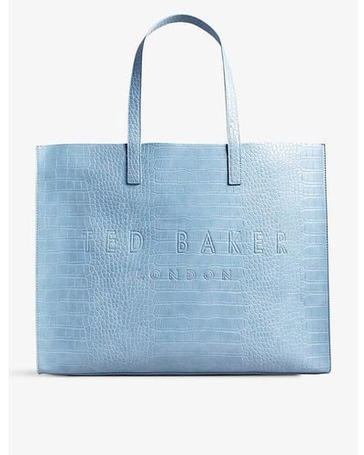 Ted Baker Croc-detail Icon Leather Tote Bag - Blue