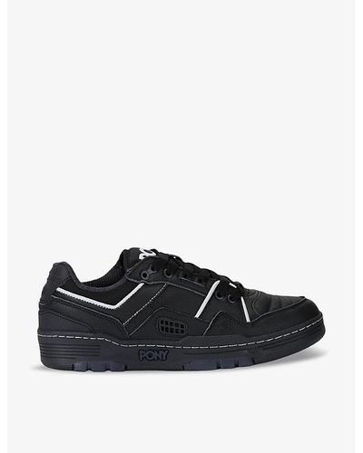 Product Of New York M 100 Low Logo-embellished Leather Low-top Sneakers - Black