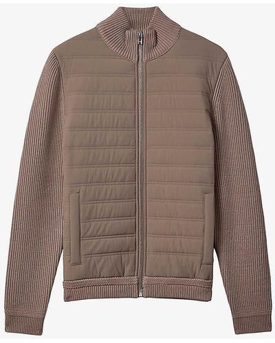 Reiss Southend Padded Stretch-woven Jacket - Brown