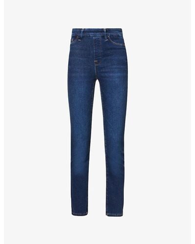GOOD AMERICAN Pull On Straight Faded-wash Straight High-rise Stretch-denim Jean - Blue