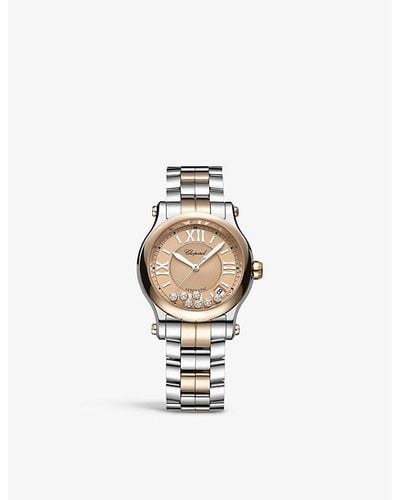 Chopard 278559-6019 Happy Sport 18ct Rose-gold, Stainless-steel And 0.35ct Round-cut Diamond Automatic Watch - Metallic