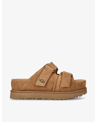 UGG Goldenstar Double-strap Suede Sandals - Brown