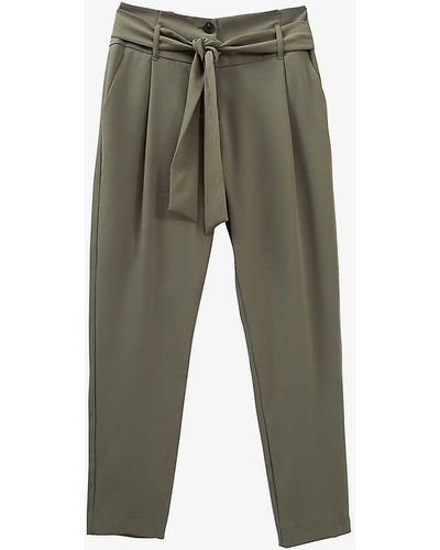 IKKS Belted Straight-leg Mid-rise Woven Trousers - Green