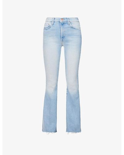 Mother The Weekender Frayed-hem High-rise Stretch-denim Jeans - Blue