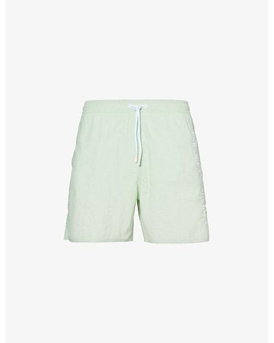 Emporio Armani Brand-embroidered Drawstring Swim Shorts - Green