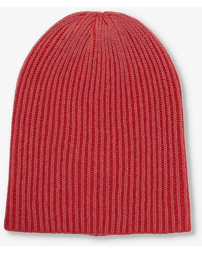 The Elder Statesman Ribbed-knit Cashmere Beanie - Red