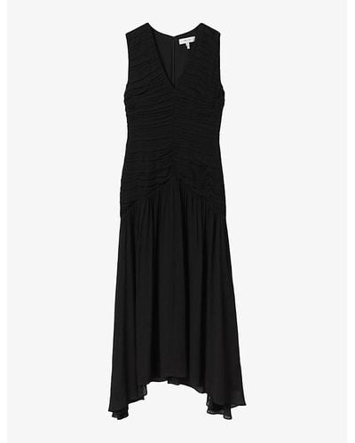 Reiss Saffy Ruched Woven Maxi Dress - Black