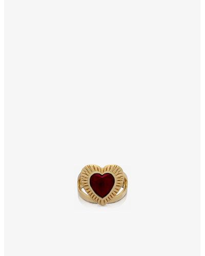 Rachel Jackson Heart 22ct -plated Sterling-silver And Garnet Ring - Multicolor