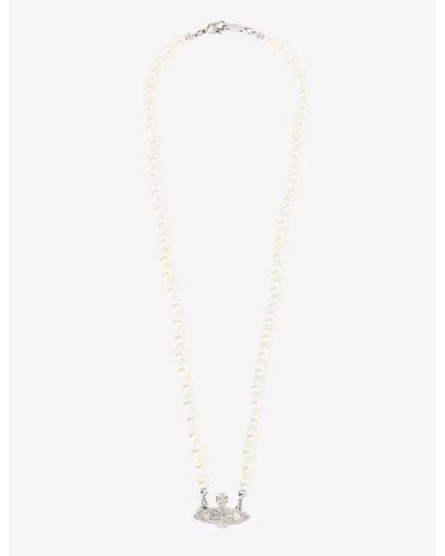Vivienne Westwood Bas Relief Orb Mini Silver-toned Brass And Pearl Necklace - Metallic