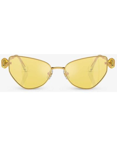 Swarovski Sk7003 Cat-eye Metal Sunglasses - Yellow