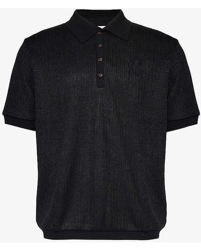 Honor The Gift Logo-embroidered Knitted Polo Shirt - Black