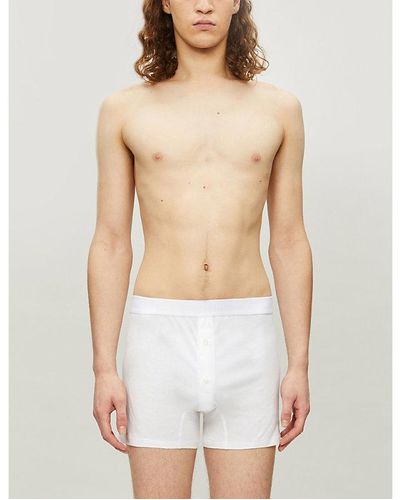 Sunspel Superfine Two–button Boxer Shorts X - White