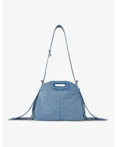 Maje Miss M Mini Stud-embellished Denim Cross-body Bag - Blue