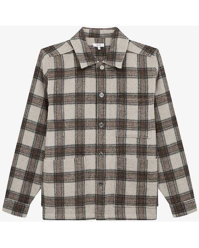 Reiss Avril Checked Brushed Wool-blend Overshirt - Multicolour