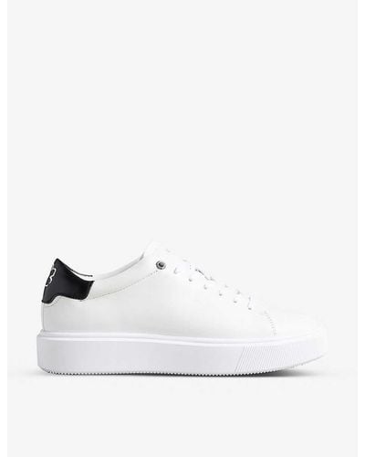 Ted Baker Lornea Magnolia-detail Leather Trainers - White