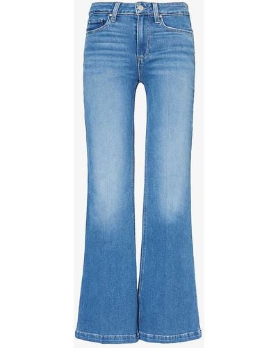 PAIGE Genevieve Faded-wash Flared-leg High-rise Denim-blend Jeans - Blue