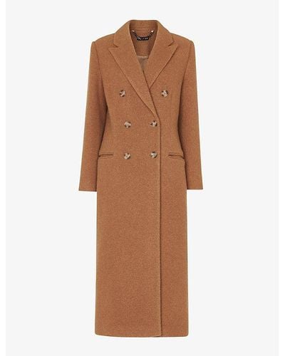 Whistles Point-collar Double-breasted Textured-wool Coat - Brown