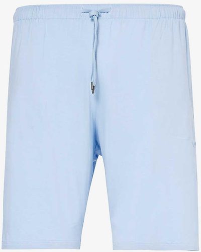 Derek Rose Basel Relaxed-fit Stretch-woven Pyjama Shorts X - Blue