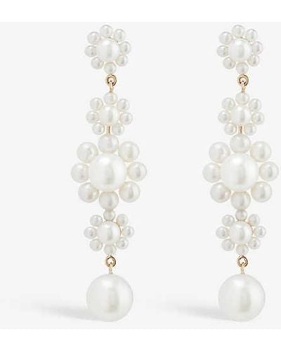 Sophie Bille Brahe Bellis Recycled 14ct Yellow-gold And Freshwater Pearl Drop Earrings - White