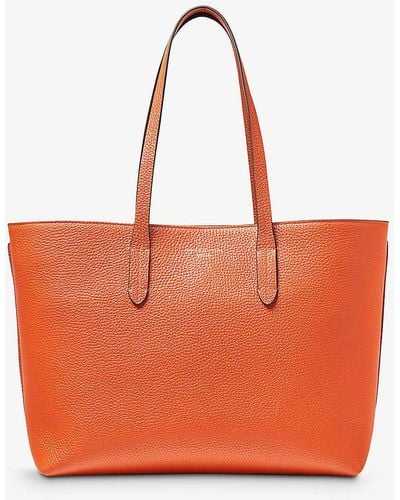 Aspinal of London Regent Logo-embossed Leather Tote Bag - Orange