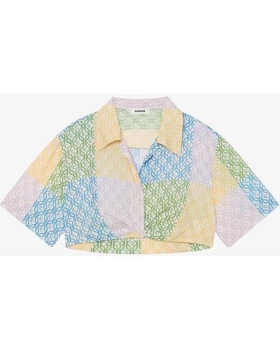 Sandro Leona Cropped Linen-blend Shirt - Multicolor