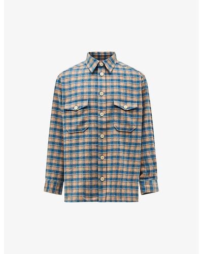 AllSaints Adria Oversized Checked Woven Shirt X - Blue