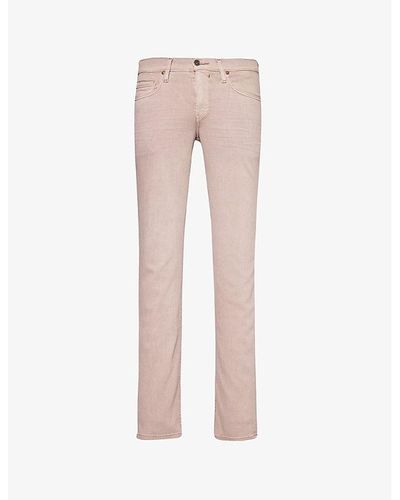 PAIGE Lennox Tapered-leg Low-rise Stretch-woven Blend Jeans - Pink