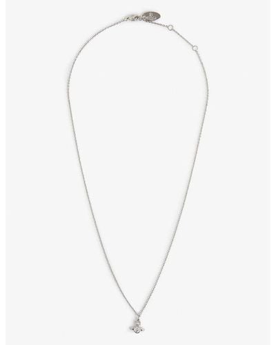 Vivienne Westwood London Orb Silver-tone Brass And Cubic Zirconia Pendant Necklace - White