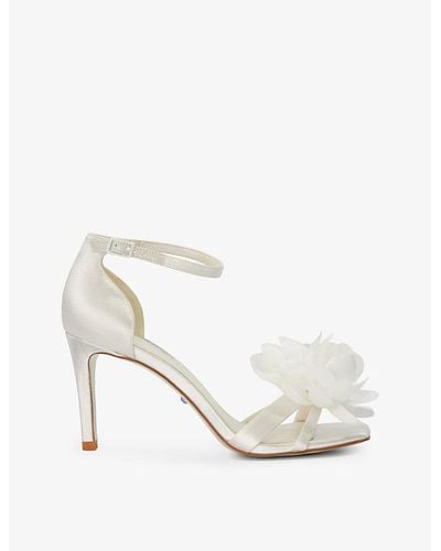 Dune Memorise Bridal Floral-lace Court Shoes - White
